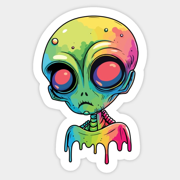 Colorful UFO Alien Sticker by vectrus